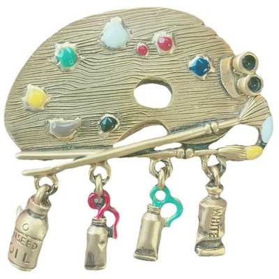 Broche broche pin vintage de paleta de pintura artística Danecraft Foto 1 de 2