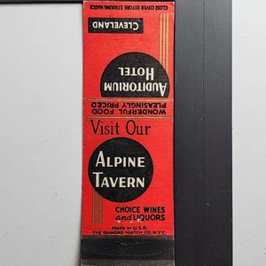 Alpine Tavern Cleveland Vintage Auditorium Hotel rotes Design Streichholzheft - Bild 1 von 3