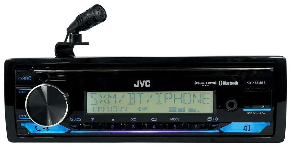 JVC KD-X38MBS 1-Din Car/Marine/UTV/Motorcycle Stereo Receiver w/Bluetooth/USB - Image 1 of 4