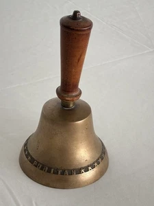 Antike Handglocke, Messing & Holz, 8 Zoll hoch, schöne Patina gemarkt 1622 / Puritan - Bild 1 von 8
