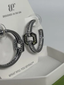 Bomb Party August 2025 ER84631 “Dancing Sages” Peridot Hematite Plated Earrings - Picture 1 of 4