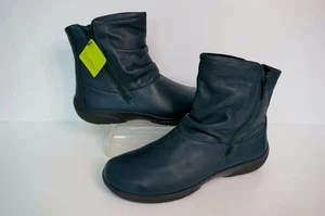 NEU HOTTER WHISPER TÜRKIS LEDER DOPPELREISSVERSCHLUSS GERAFFT KUNSTFELL GEFÜTTERT STIEFELETTEN UK 7 - Bild 1 von 15