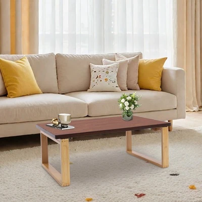 Folding Coffee Table, Bamboo Side Table, Floor Table for Living Room - Image 1 of 4