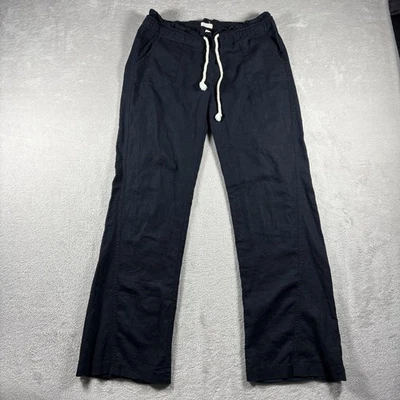 Pantalones de surf Roxy para mujer talla pequeña de lino negro viscosa pierna ancha Y2K #2234 Foto 1 de 4