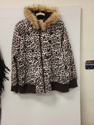 Ropa exterior para casa de muñecas 3X chaqueta estampado de leopardo piel sintética con capucha talla grande Foto 1 de 4