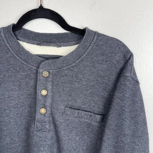 LL Bean Henley Hombre Talla Mediana Azul Waffle Vellón Katahdin Iron Works Vinculado - Imagen 1 de 6
