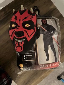 DARTH MAUL MENS Vintage 1999 StarWars Costume Mask Hood Cloak Belt - Rubie's - Picture 1 of 7