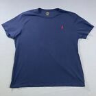 Koszulka polo Ralph Lauren męska rozmiar 2XL XXL niebieska z czerwonym kucykiem krótki rękaw 0059