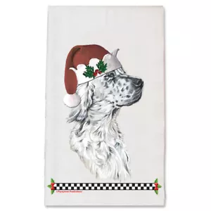 English Setter White with Black Ticking Christmas Kitchen Towel Holiday Pet Gift - Picture 1 of 1
