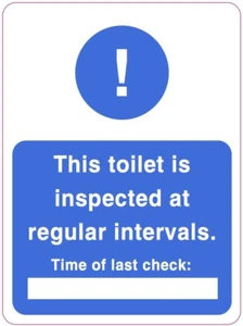 TOILET INSPECTED AT REGULAR INTERVALS health & safety vinyl sticker 150 x 200mm - Picture 1 of 1