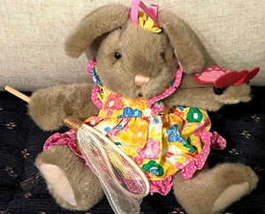 Spring Easter Plush 7" Rabbit Russ Berrie Bunny "Jasmine" w/Pink Butterfly - Picture 1 of 10