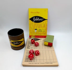 Vintage 1960's Yahtzee Game Includes Dice Cup Chips Score Cards & Instructions - Picture 1 of 8