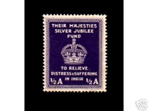INDIA 1/2 ANNA 1940 BRITISH KING GEORGE VI CROWN ISSUE CASH STAMP 1 NOTE - Picture 1 of 1