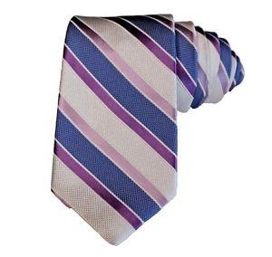 Paul Stuart Men's 100% Silk Multicolor Striped Repp Self Tipped Tie Handmade USA - Picture 1 of 8