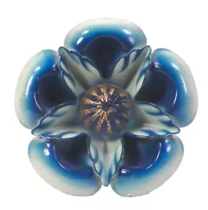 6 Curtain Pins Blue Flowers Glass Centers Metal Retro Mid Century Vintage #23 - Picture 1 of 8