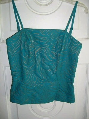 Women's Georgiou Studio Turquoise/Gold Accents Cotton Blend Cami Top/Size 4 - Image 1 of 4