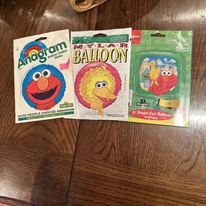 3x Vintage Anagram Sesame Street Birthday Mylar Party Balloons 18in - Picture 1 of 7