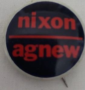 Vintage Nixon Agnew Presidential campaign pin back Button 1972 Watergate - Picture 1 of 5