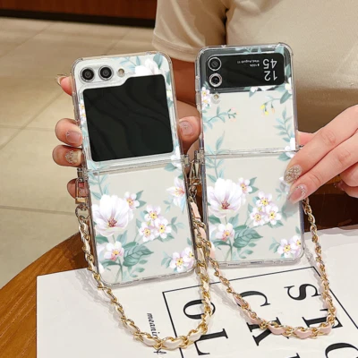 For Samsung Z Flip6 Flip5 4 3 Shockproof Pattern Lanyard Slim Phone Case Cover - Image 1 of 4