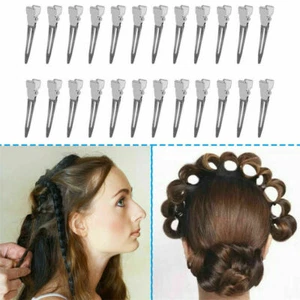 12 Friseur Salon Damen Silber Keine Biegung Metall Pin Lockenclips Einzelzinke UK VERKÄUFER - Bild 1 von 5