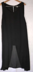 Vestido tórrido sin mangas semi transparente negro caprichoso forrado parte trasera dividida talla 2 - Imagen 1 de 8