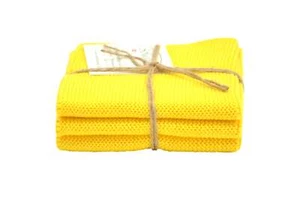 Solwang Wischtücher '3 Stück gestrickte Wischtücher' 3 x starkes gelb - Picture 1 of 1