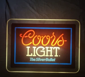 Vintage 1993 Coors Light Beer The Silver Bullet Magnalight Lighted Sign 26x18 - Picture 1 of 10