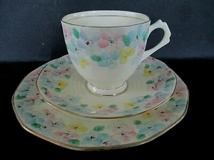 Art Deco / Vintage China Tea Set Trio.Plant Tuscan China.British.3553.VGC - Picture 1 of 5