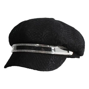 Women Lace Cotton Blend Newsboy Cap Cabbie Paperboy Painter Visor Hat Black - Picture 1 of 7