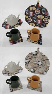 Acogedor juego de tetera y posavasos con tema de café - Imagen 1 de 9