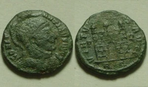 Helmeted Constantine I/very rare genuine ancient Roman coin Camp-gate Rome mint - Picture 1 of 4