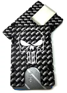 Punisher, patrón de fibra de carbono, billetera de aluminio billete, protección RFID, negro - Imagen 1 de 4