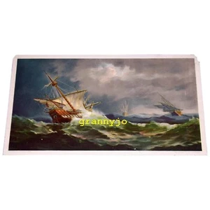 1893 Fred Pansing, estampado litográfico cromado, flota de Columbus, Nueva York grabadora de arte - Imagen 1 de 8