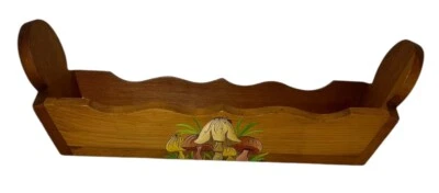 VIntage 1980's Handmade Wooden Box Mushrooms Light Weight Treasure Cracker Tray - Image 1 of 4