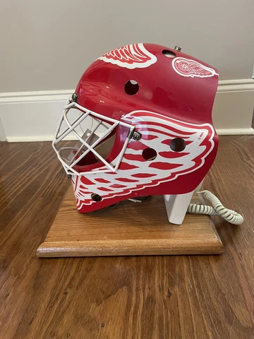 🔥Vintage DETROIT RED WINGS helmet phone Telephone NHL Hockey Goalie Mask🏒 Cover