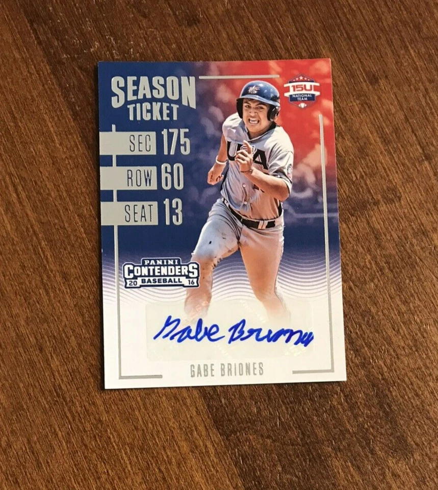 Gabe Briones 2016 Contenders Season Ticket Auto 15U-GB USA Baseball - Image 1 of 2