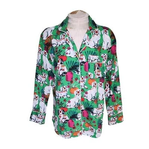 Print Fresh Anthropologie Pajama Lounge Top Dogs Size XS 100% Organic Cotton - Picture 1 of 6