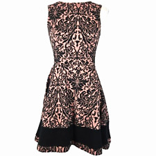 love...ady Textured Pink Black Paisley Fit & Flare Stretch Mini Cocktail Dress S