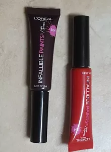 L'Oreal Infallible Paints Labbra 304 Stregante Bordeaux &324 rossetto rosso fai da te NUOVO - Foto 1 di 4
