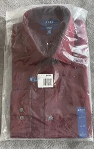 Men's Apt. 9 Cabernet Red Slim-Fit Easy-Care Dress Shirt Size L 36/37 16-16.5 - Picture 1 of 7