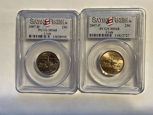 2007-P & D 25C PCGS MS68 UTAH QUARTER SET OF 2 COINS - Picture 1 of 13
