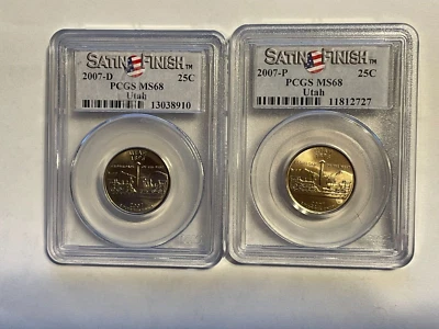 2007-P & D 25C PCGS MS68 UTAH QUARTER SET OF 2 COINS - Image 1 of 4