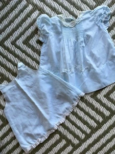 Feltman Brother Hand Embroidered Dress Blue Newborn - Picture 1 of 5