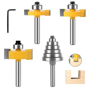 Set Punte Frese per Legno, 3 Pezzi Fresa per Scanalature Con 1 Cuscinetti, Frese - Foto 1 di 6