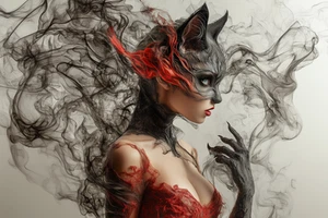 Lienzo Arte Fantasía Figura Rojo Y Negro Humo Obra de Arte Pared Cuadro Póster Impresión - Imagen 1 de 22