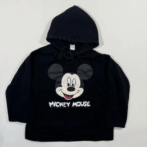Disney Mickey Mouse Hoodie Black Oversized S Made in Korea Pullover Sweatshirt - Picture 1 of 8