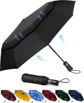 Ombrello Pieghevole Antivento, Grande Portatile Pioggia Da 10 Ossa, Automatico V - Immagine 1 di 4