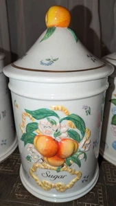 Franklin Mint Le Cordon Bleu 1989 Keramik Kanister Glas Obst Relief Zucker  - Bild 1 von 14