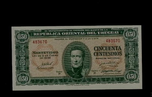 BANCONOTA URUGUAY (1 ) 50 CENTESIMOS L. 12 . 1. 1939 P 34 NON CIRCOLATO - Foto 1 di 2