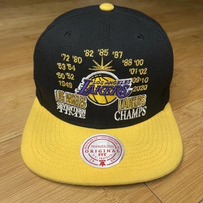 Mitchell & Ness Los Angeles Lakers 17x Champions LA Negro Dorado Snapback Sombrero Usado en Excelente Condición Foto 1 de 4